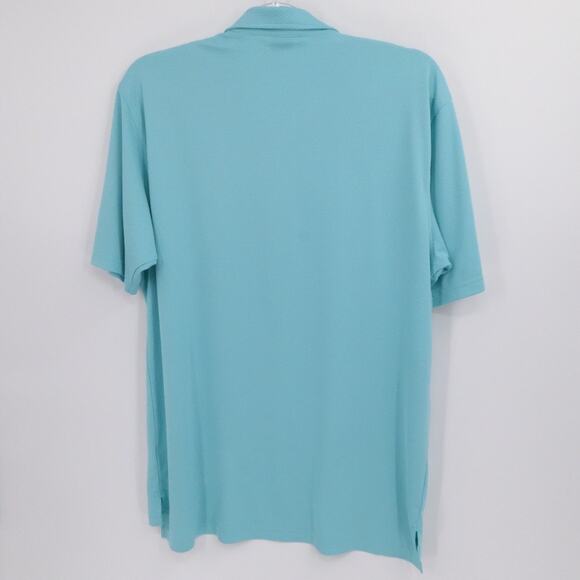 Dunning Golf Shirt Mens XXL Green Striped The Major Logo Embroidered Performance - Picture 2 of 14